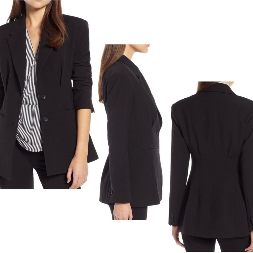 Something Navy Arielle Charnas Cinched Waist Emphasis 2-button blazer jacket S